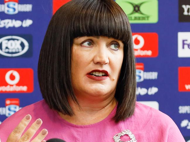 SYDNEY, AUSTRALIA - JANUARY 23: Raelene Castle speaks during the 2020 Super Rugby Media Launch at Rugby Australia HQ on January 23, 2020 in Sydney, Australia. (Photo by Hanna Lassen/Getty Images)