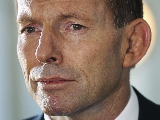 CANBERRA, AUSTRALIA - MAY 07: Prime Minister Tony Abbott speaks to the media after the official launch of the Australian Commonwealth Games Netball Team at Parliament House on May 7, 2014 in Canberra, Australia. (Photo by Stefan Postles/Getty Images)