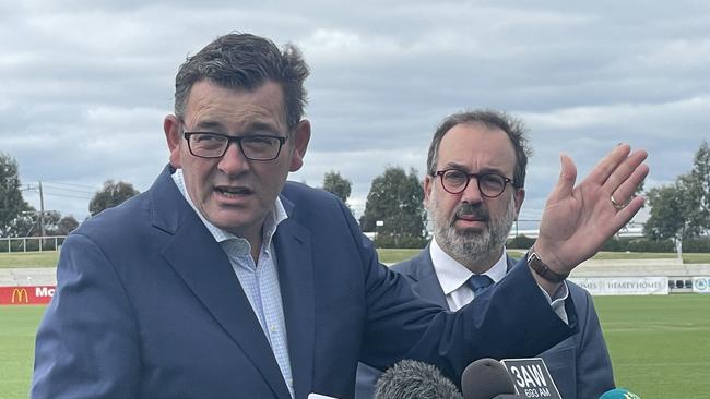 Commonwealth Games announcement - Premier Daniel Andrews and Martin Pakula at Mars Stadium, Ballarat. Picture: Timothy Cox