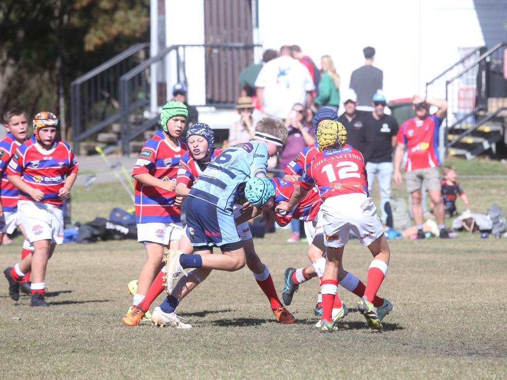 GCDRU juniors. Helensvale Hogs vs. Bond Pirates U 12's. 14 July 2024 Miami Picture by Richard Gosling