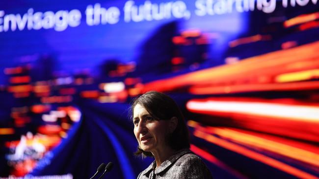 NSW Premier Gladys Berejiklian addresses attendees at the Western Sydney Aerotropolis Investor Forum. Pic: AAP Image/Dean Lewins