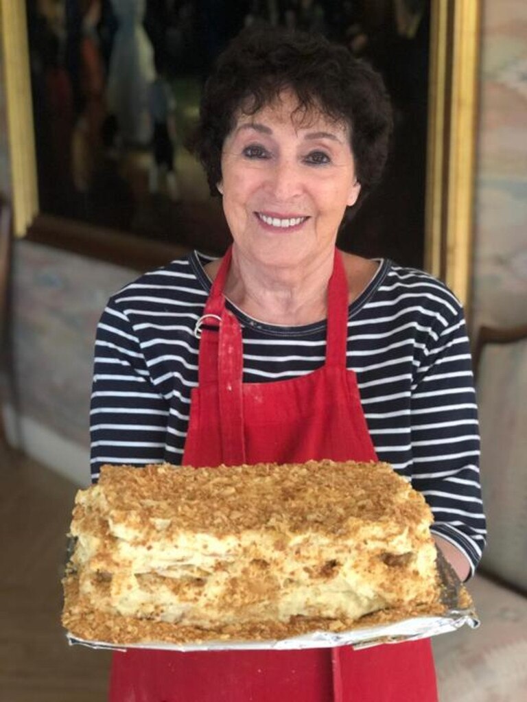 Ms Werdiger and her Napoleon cake.