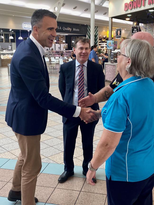 Opposition Leader Peter Malinauskas and Federal MP Nick Champion meet locals at Munno Para. Picture: Supplied