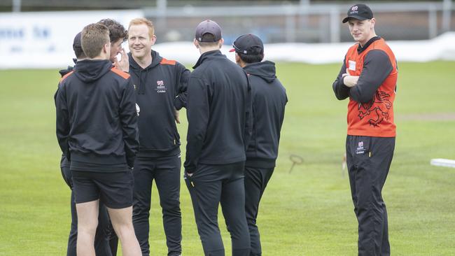 Wet weather is delaying start of the game, where Tim Paine is set to play for Uni, the day after his resignation as Test cricket captain. Picture: Chris Kidd