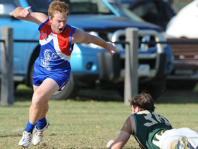 Brad Reiner celebrates a goal during his time at Sandown.  