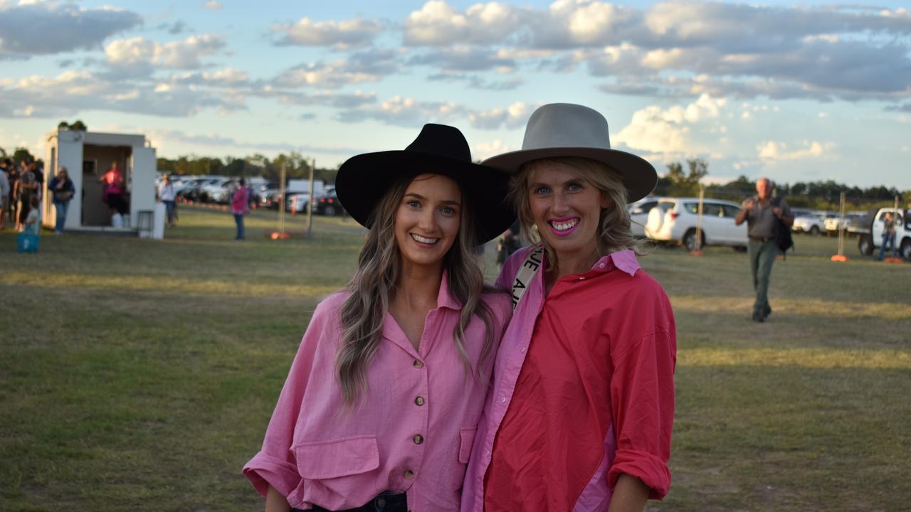 Bronte Orreal and Kathryn McKillop at Bassett Park Roma, for the Xtreme Bulls rodeo on Friday night, April 7. Easter in the Country 2023. Picture: Peta McEachern