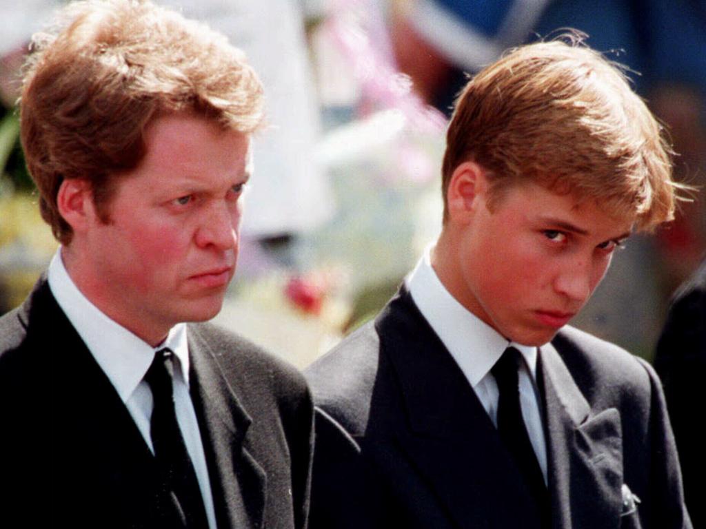 Earl Spencer with Prince William during Diana’s funeral cortege. Picture: Supplied