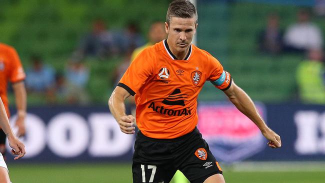 Matt McKay in action during the Round 24 A-League match between Melbourne City and the Brisbane Roar at AAMI Park.