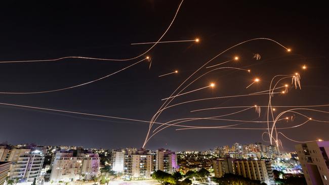 Israel's Iron Dome anti-missile system intercepts rockets launched from the Gaza Strip. Picture: Reuters