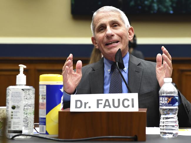 Dr Anthony Fauci testifies before a House Committee on Energy and Commerce on the Trump administration's response to the COVID-19 pandemic. Picture: AP.