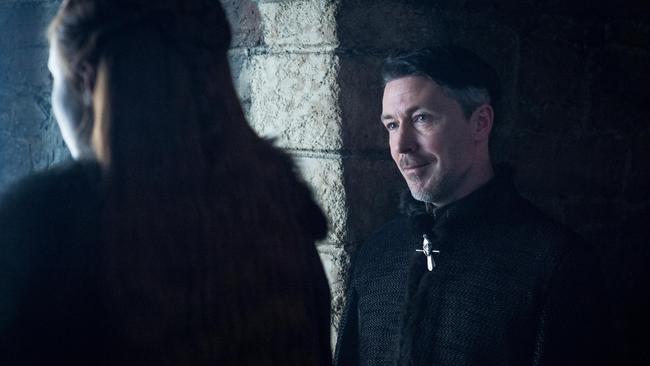 Slimy: Little Finger sidles up to Sansa Stark. Picture: Foxtel