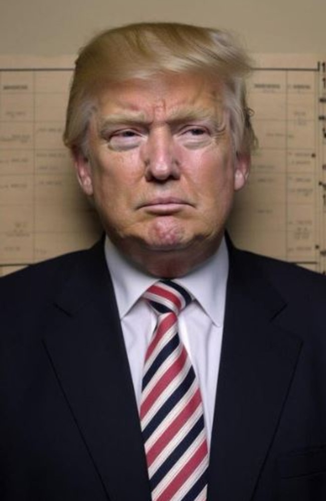 An AI generated image of Trump's 'mugshot'. Picture: X