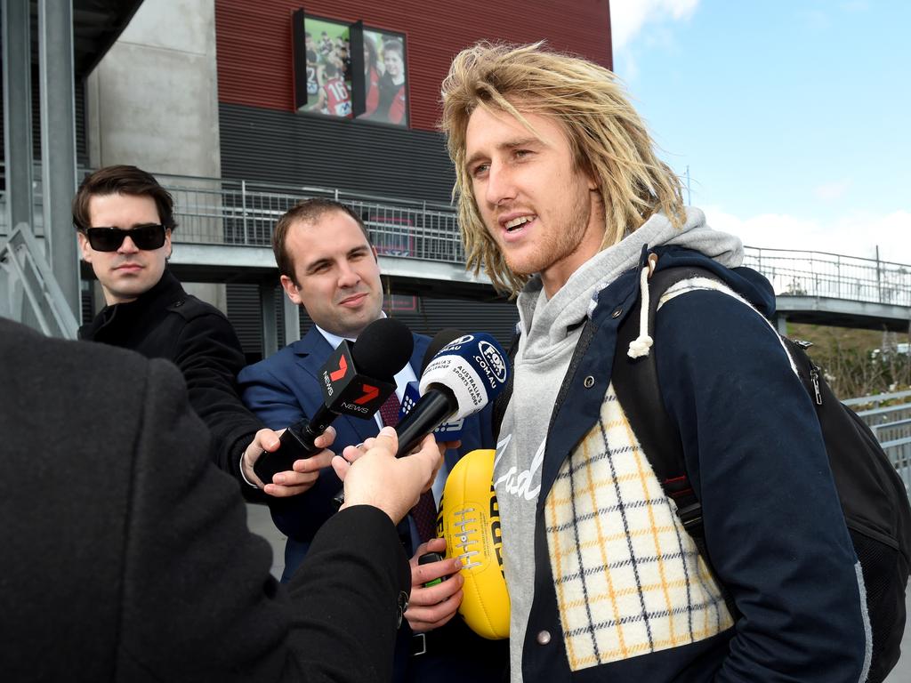 Dyson Heppell returns to the Essendon Football Club in 2017 the day after his ban finished. Picture: Kylie Else