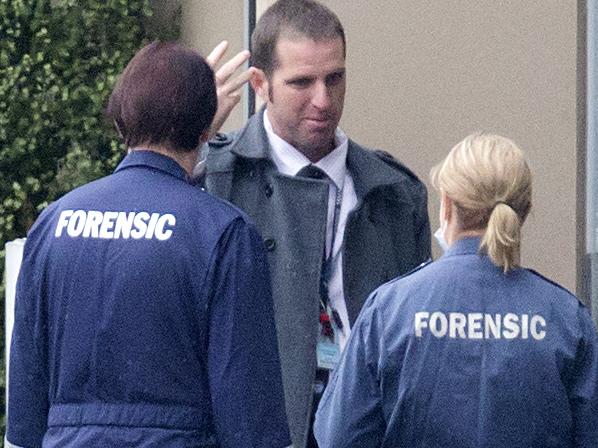 Forensic at scene of a Body Found in Factory in Braeside. Picture: Sarah Matray