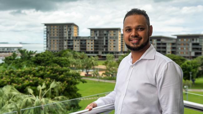 General manager Sid Bhatia from the Adina Vibe Hotel, on the Darwin Waterfront, is offering deals for Territorians to stay at reduced prices in his hotel due to the downturn from the coronavirus. Picture: Che Chorley