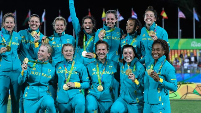 There will be no medal tally target for the Tokyo Olympics. The Australian women’s sevens team brought home gold from Rio. (Photo by Jamie Squire/Getty Images)