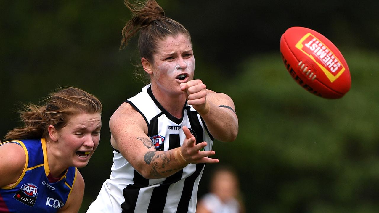 Brianna Davey playing for the Pies in a pre-season game against Brisbane. Picture: AAP