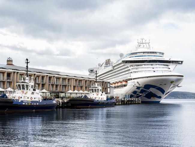 FIRST CRUISE SHIP - Crown Princess arrival in Hobart port. Picture: Caroline Tan