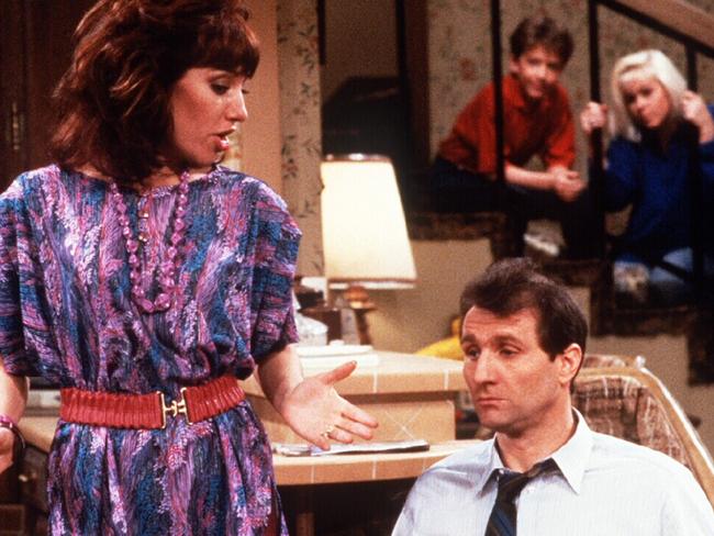 Hit sitcom ... Actors Katey Sagal and Ed O'Neill with David Faustino (L-back) and Christina Applegate in the TV show Married With Children.
