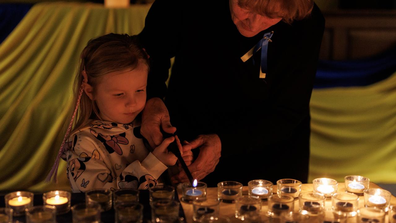 Ukrainians around the world have marked the three-year anniversary of Russia’s invasion. Picture: Dan Kitwood/Getty Images