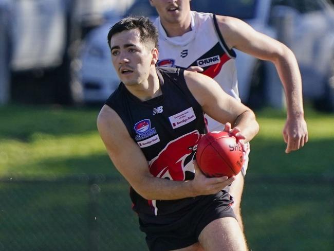 Southern league Division 3 football Anzac Day round: Frankston Dolphins v Black Rock. Dolphins player Archie Zarb. Picture: Valeriu Campan