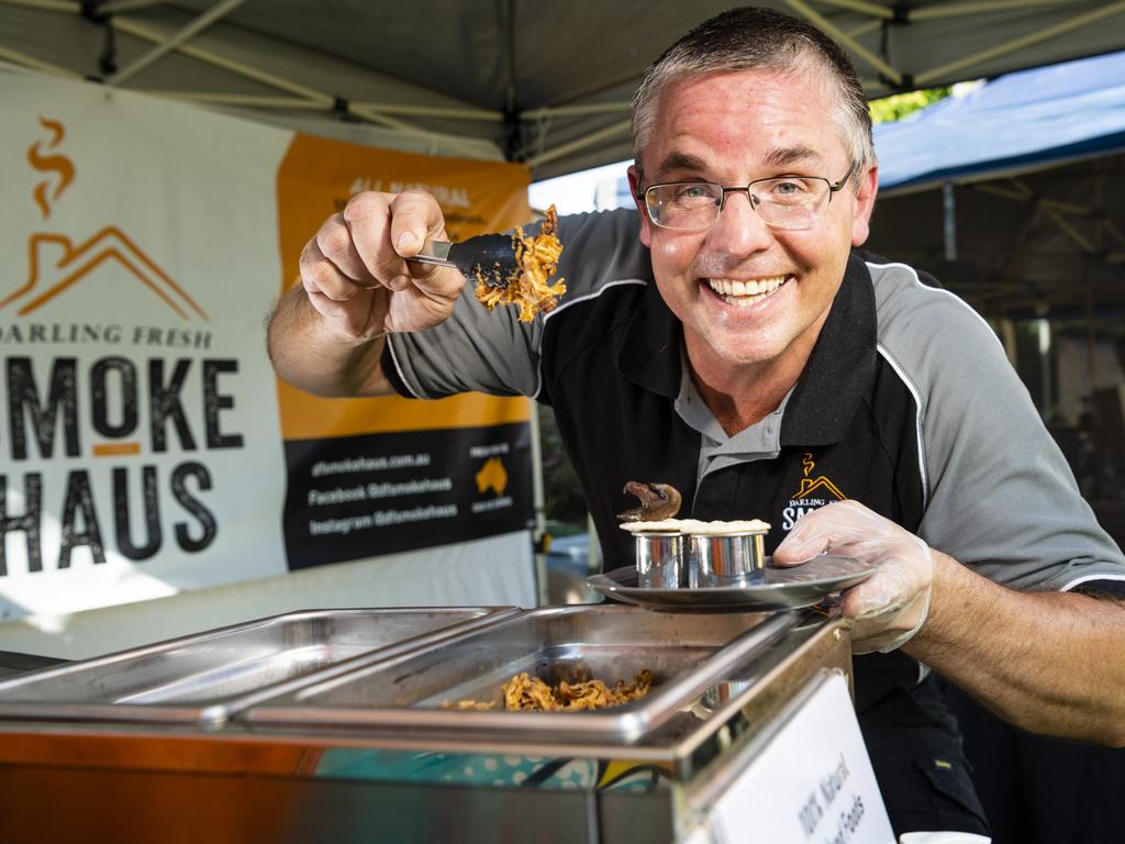 Jeff Schultheiss of Darling Fresh Smoke Haus at the Locals 4 Locals summer edition on the lawn of Empire Theatres, Friday, February 18, 2022. Picture: Kevin Farmer