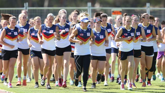 6.2.2016.Women's football trial for potential Crows women's team in next year's 2017 competition. pic tait schmaal.