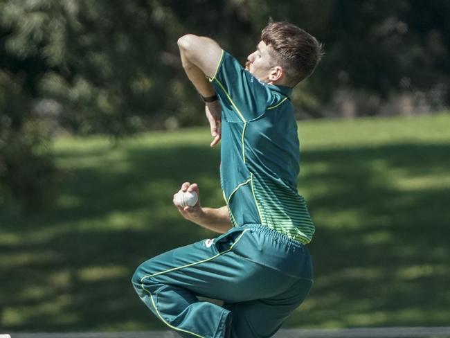 Sub-District cricket finals: Caulfield v Malvern. Caulfield bowler Dale Denny. Picture: Valeriu Campan