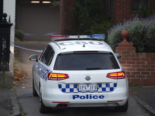 Homicide detectives investigate  at a property in Park Street South Melbourne after a young womens body was found deceased yesterday afternoon. Picture: Sarah Matray