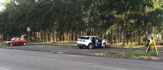 A crash investigator surveys the road tryng to work out how the crash happened. Picture Richard Noone.