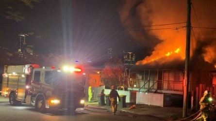 Homes and cars were damaged in a spate of suspicious fires in Highgate Hill overnight. Picture: ABC Brisbane