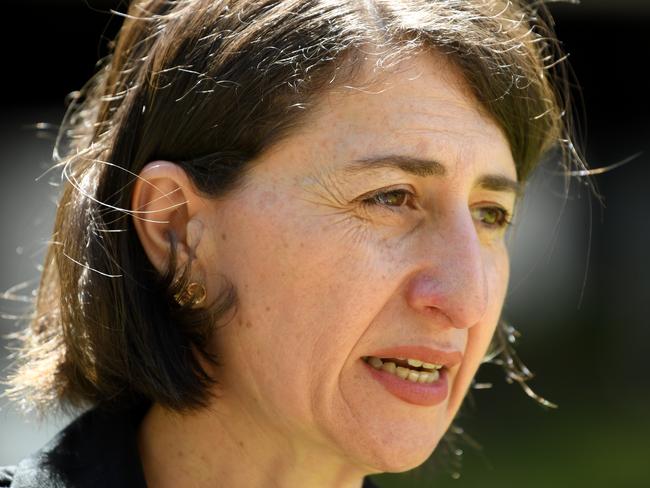 NSW Premier Gladys Berejiklian speaks to media at Parliament House in Sydney. Picture: NCA NewsWire/Joel Carrett