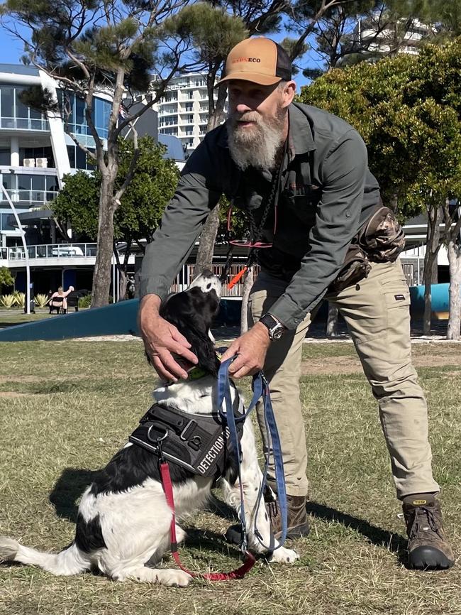 Dog trainer Craig Faulkner with Springer Spaniel Jed. Picture: Savannah Pocock