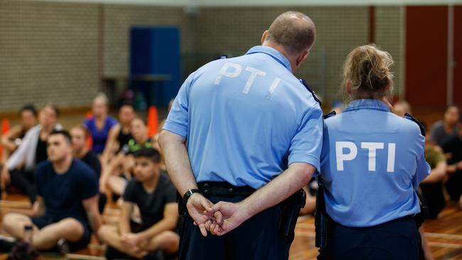 At Macarthur Girls High School in Parramatta, NSW Police force hold a practice physical test for students wanting to join the police force. Photo: Tim Pascoe