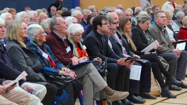 Members of the Anglican Church meet at Campbell Town to discuss church sales. Picture: BRUCE MOUNSTER