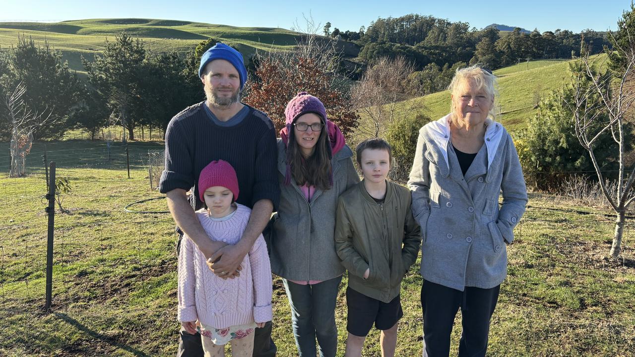 Barrie and Jessica Cole with their children Asher, 9 and Elaina, 7, alongside Tracie Davies. Picture: Simon McGuire.