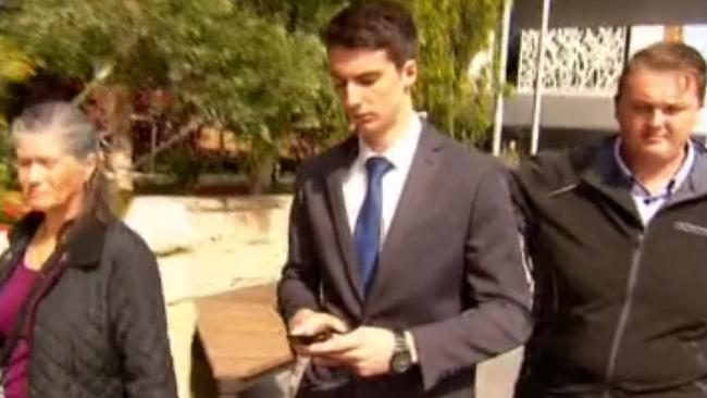 Declan Pearce (middle) was jailed after his car hit a pole in Rankin Park and a 9 year old girl was killed. Picture: NBN News