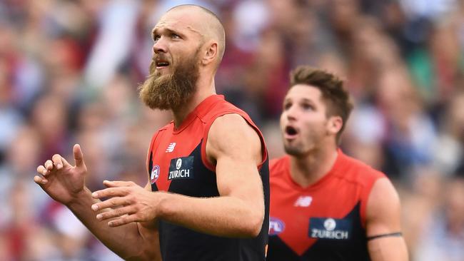 Max Gawn can’t believe he missed. Picture: Getty Images