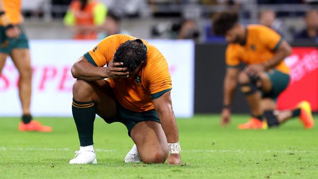 The Wallabies all but bowed out of the World Cup in embarrassing fashion. Picture: Alex Livesey/Getty Images