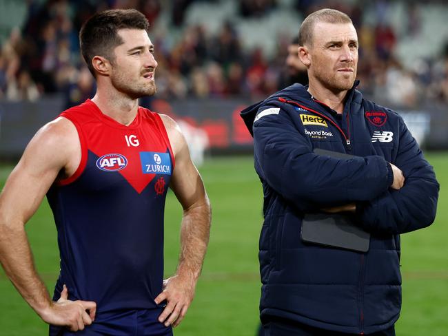 Simon Goodwin is the master of calm. Picture: Michael Willson/AFL Photos