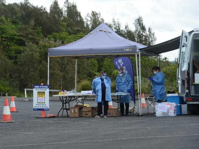 A QML Pathology drive-through Covid-19 testing clinic has been set up at the Cavanbah Centre on Ewingsdale Road, in Byron Bay, after fragments of the virus were detected through the sewerage monitoring program. Friday, July 23, 2021. Picture: Liana Boss