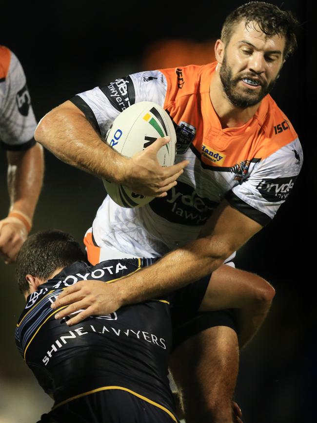 James Tedesco starred for the Tigers in the trial game loss to the North Queensland Cowboys. Picture: Mark Evans