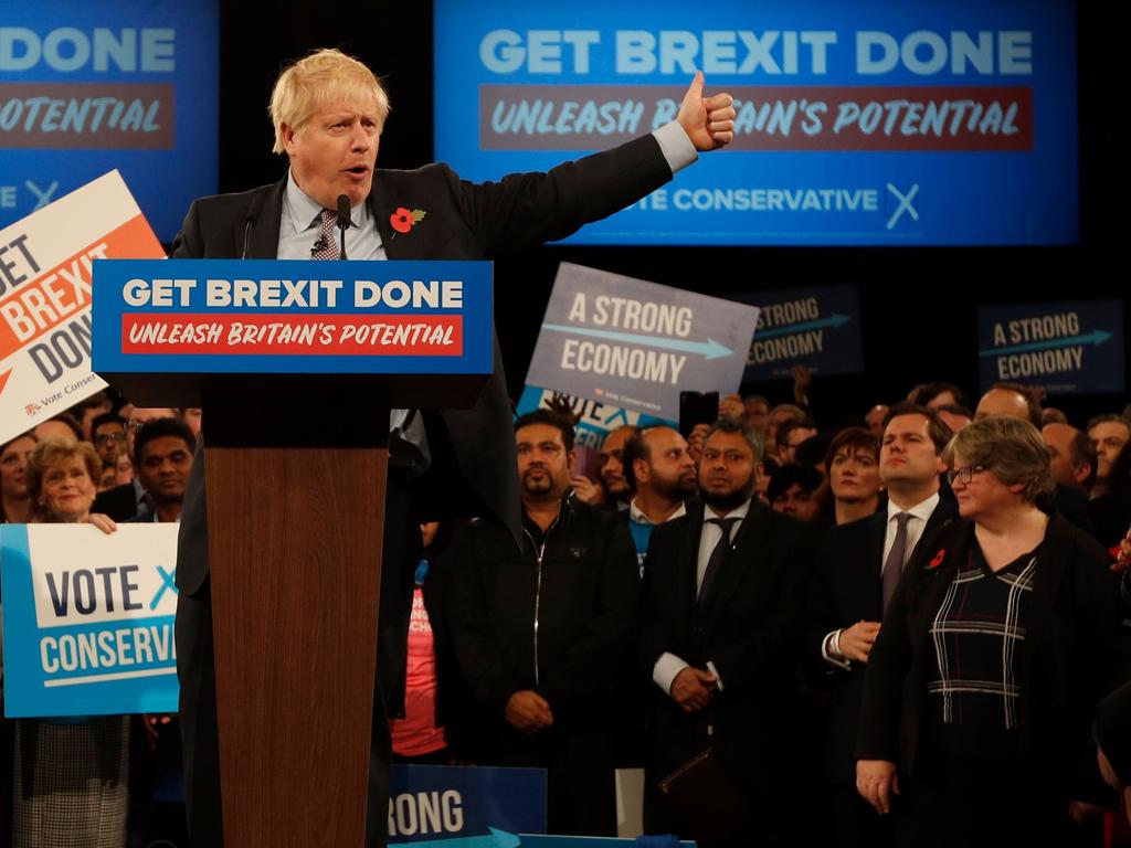 Britain's Prime Minister Boris Johnson speaks at the Conservative Party's General Election campaign launch, at the National Exhibition Centre (NEC) in Birmingham. Picture: AFP