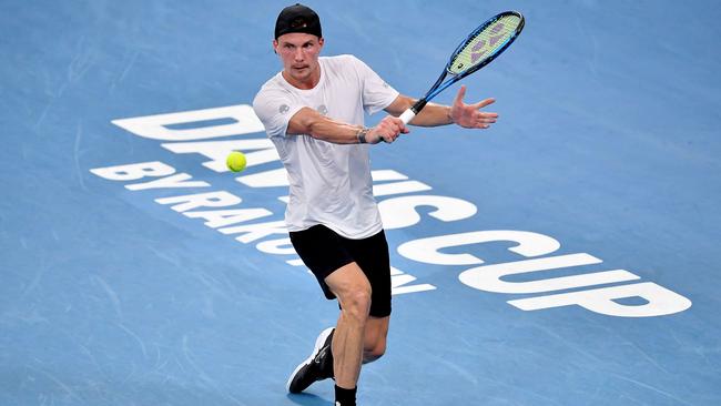 World No.35 Marton Fucsovics was unable to win the tie for Hungary. Picture: AFP