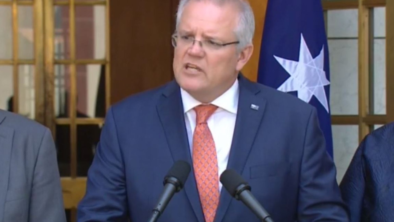 Scott Morrison speaking in Canberra this morning.