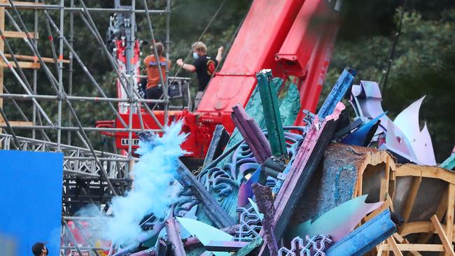 The Thor film set ready for filming in Centennial Park. Picture: John Grainger