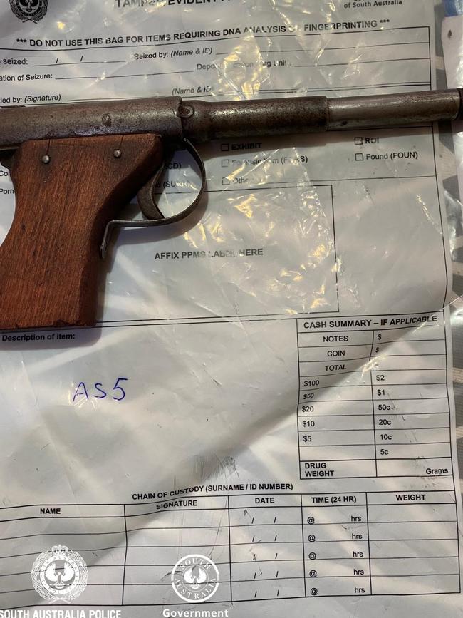 A gun seized from Stevens’ property Picture: SAPOL