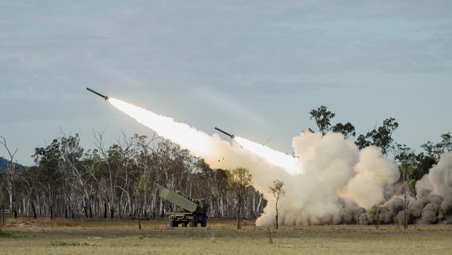 A US Army HIMARS battery fires its missiles at Shoalwater Bay Training Area in Queensland during Exercise Talisman Sabre 2023. Picture: Defence.