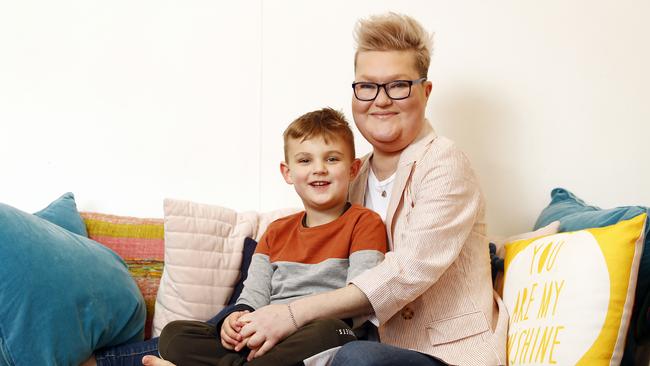 Miranda Hill, pictured with her son Harry, has a heart transplant five years ago. Picture: Sam Ruttyn