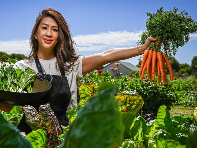 22/2/23 - Preview for Tasting Australia - Little Rickshaw chef Trinh Richards is participating in an event called "Wasted" in this year's food festival. She is pictured at Village Greens in Aldinga (MUST CREDIT). Picture: Naomi Jellicoe